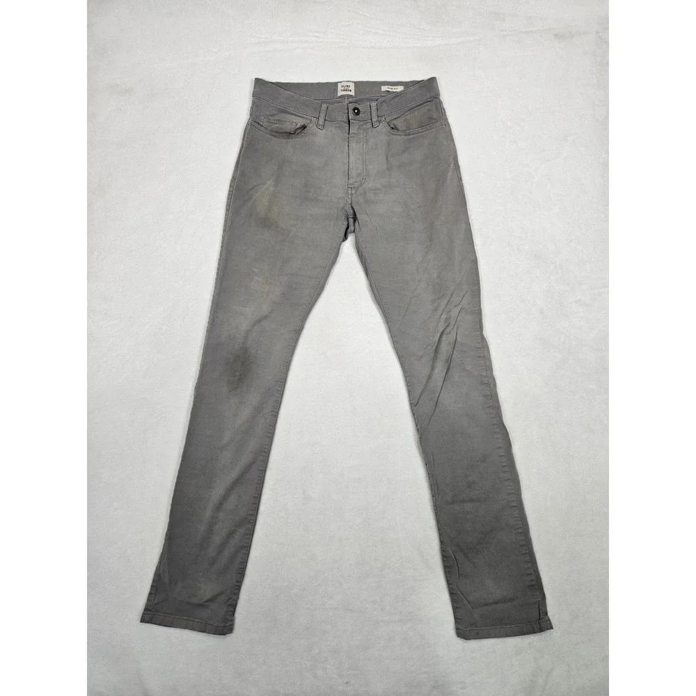Flint and Tinder Slim Fit Chinos Pants Mens 32x33 Gray Casual Trousers